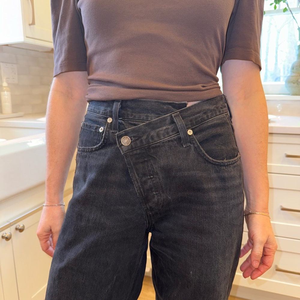 Agolde Womens Dark Gray Relaxed Jeans
